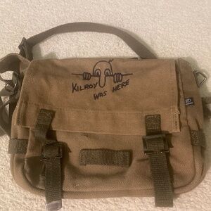 Green Khaki “Kilroy was here” army style bag